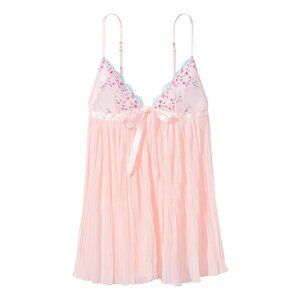 New! Victoria's Secret Cherry Blossom Embroidery Pleated Babydoll 20010